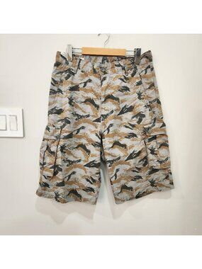 Levis Shorts Men's Cargo 30 Baggy Brown Camo Tiger Stripe Snap Outdoor Hiking